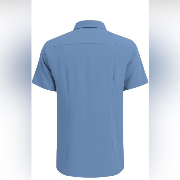 Cuban Guayabera Blue Short Sleeve Button Down Linen Shirt, NIP - Picture 6 of 10